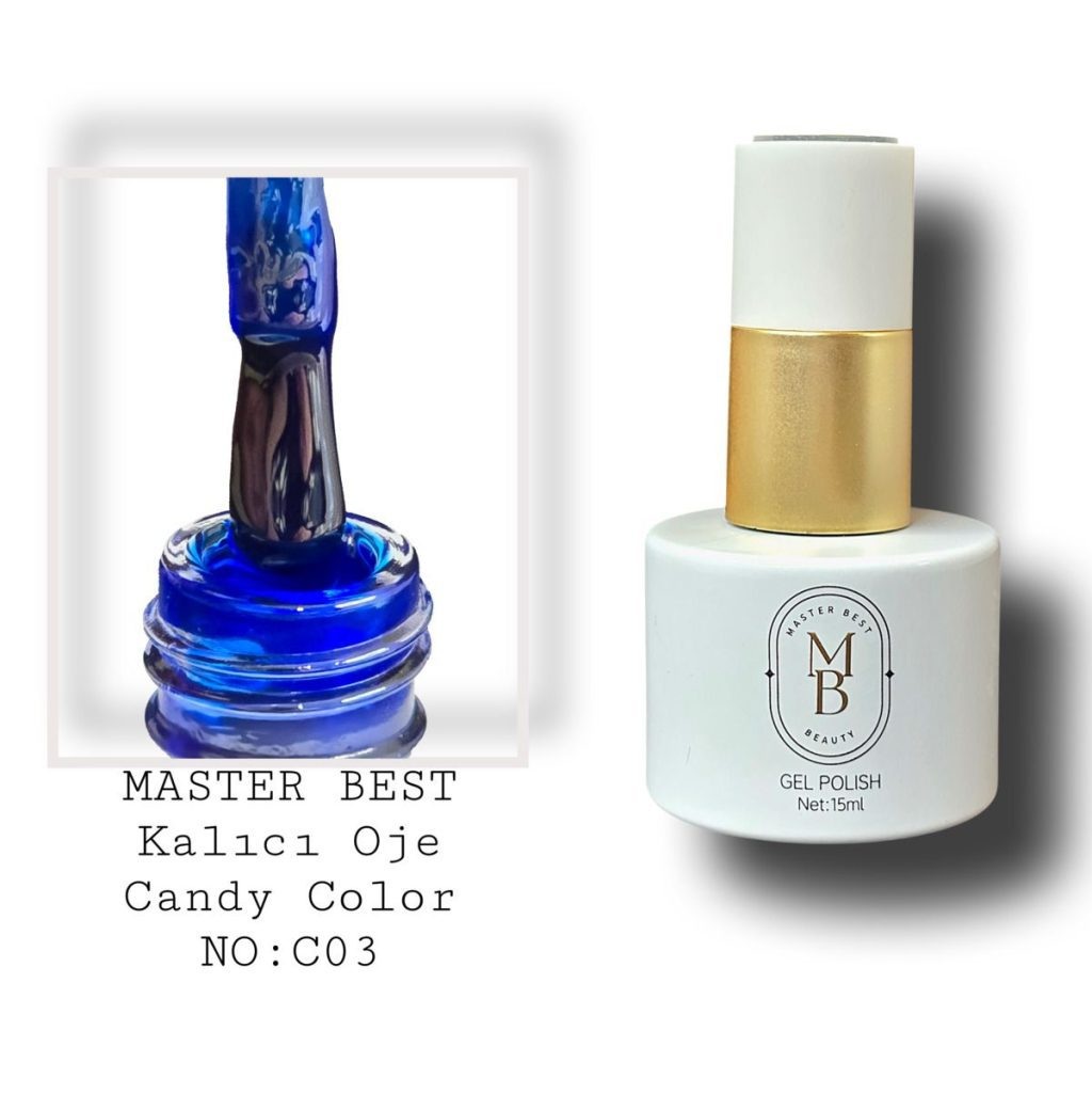 Masterbest candy kalıcı oje 15ml C03 elektrik mavi jöle