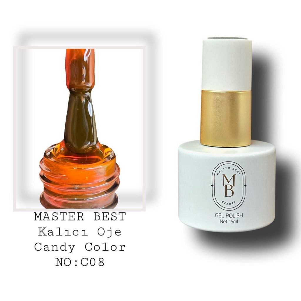 Masterbest candy kalıcı oje 15ml C08 canlı turuncu jöle