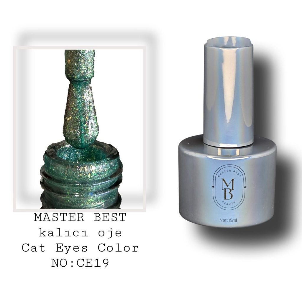 Masterbest mint-teal simli kedi gözü kalıcı oje CE19 15ml