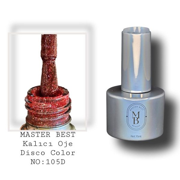 Masterbest disco kalıcı oje 15ml 105D koyu kırmızı bakır altın