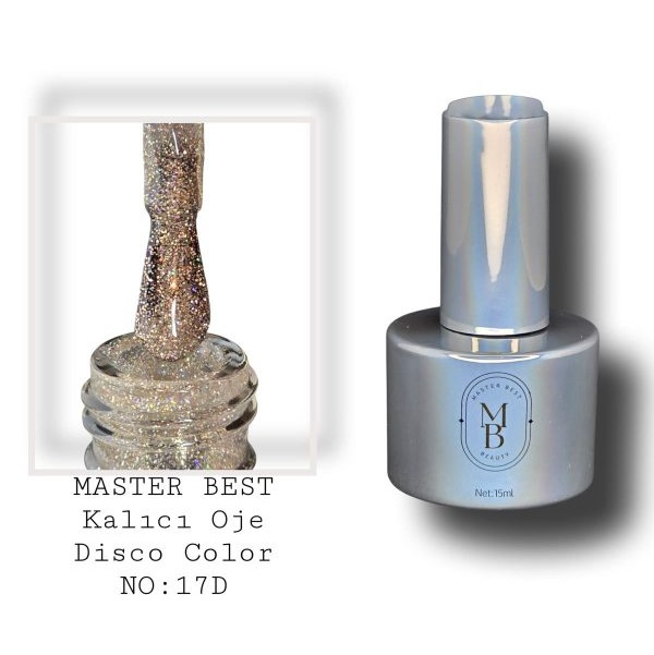Masterbest disco kalıcı oje 15ml 017D şampanya gümüş