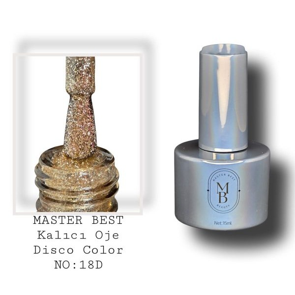 Masterbest disco kalıcı oje 15ml 018D zengin altın metalik