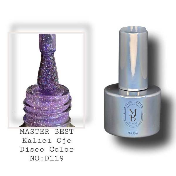 Masterbest disco kalıcı oje 15ml 119D koyu mor mavi holografik