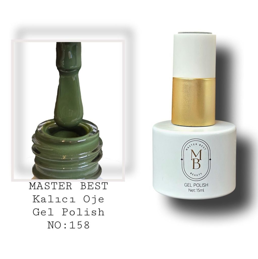 Masterbest kalıcı oje 15ml 158 çok koyu zeytin gri yeşil şişe