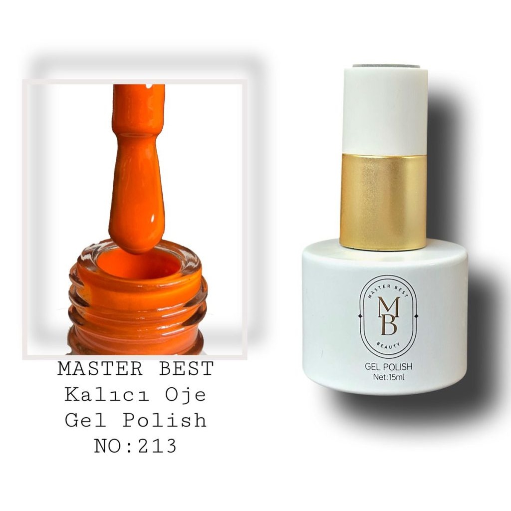 Masterbest kalıcı oje 15ml 213 canlı saf turuncu şişe