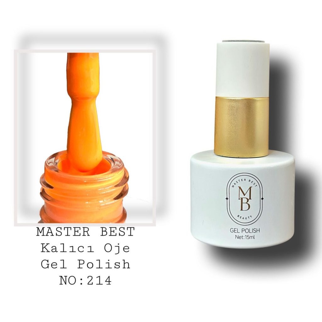 Masterbest kalıcı oje 15ml 214 parlak açık turuncu şişe