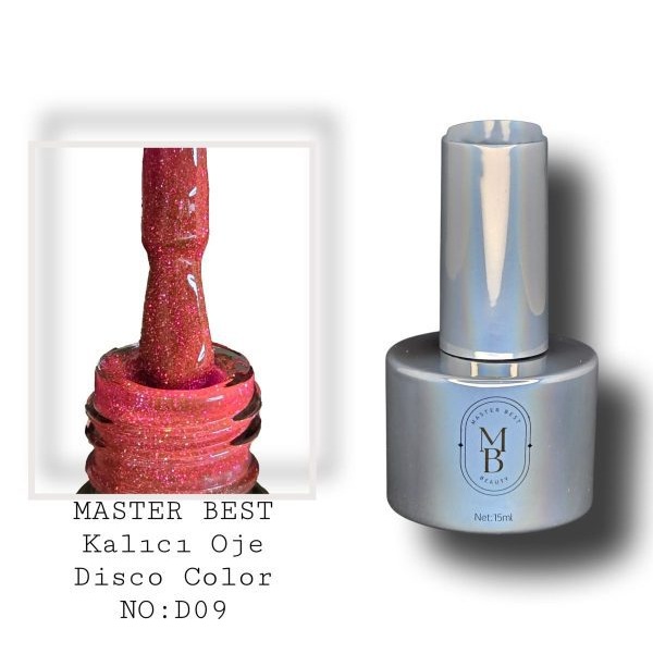 Masterbest disco kalıcı oje 15ml DD09 derin kiraz kırmızı pembe altın