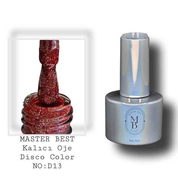 Masterbest disco kalıcı oje 15ml DD13 orta derin kiraz kırmızı amber altın