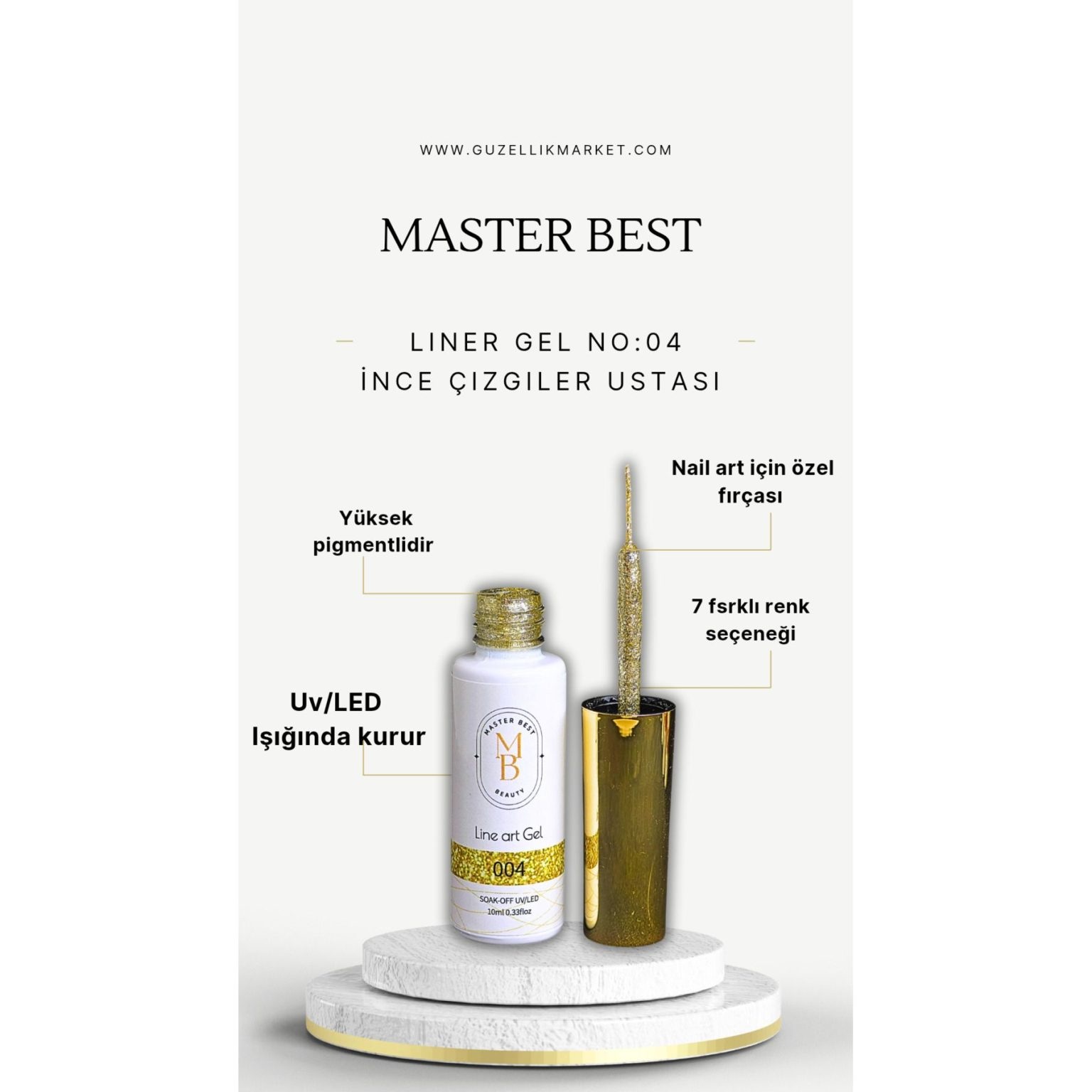 Masterbest altın simli liner gel LG04 10ml