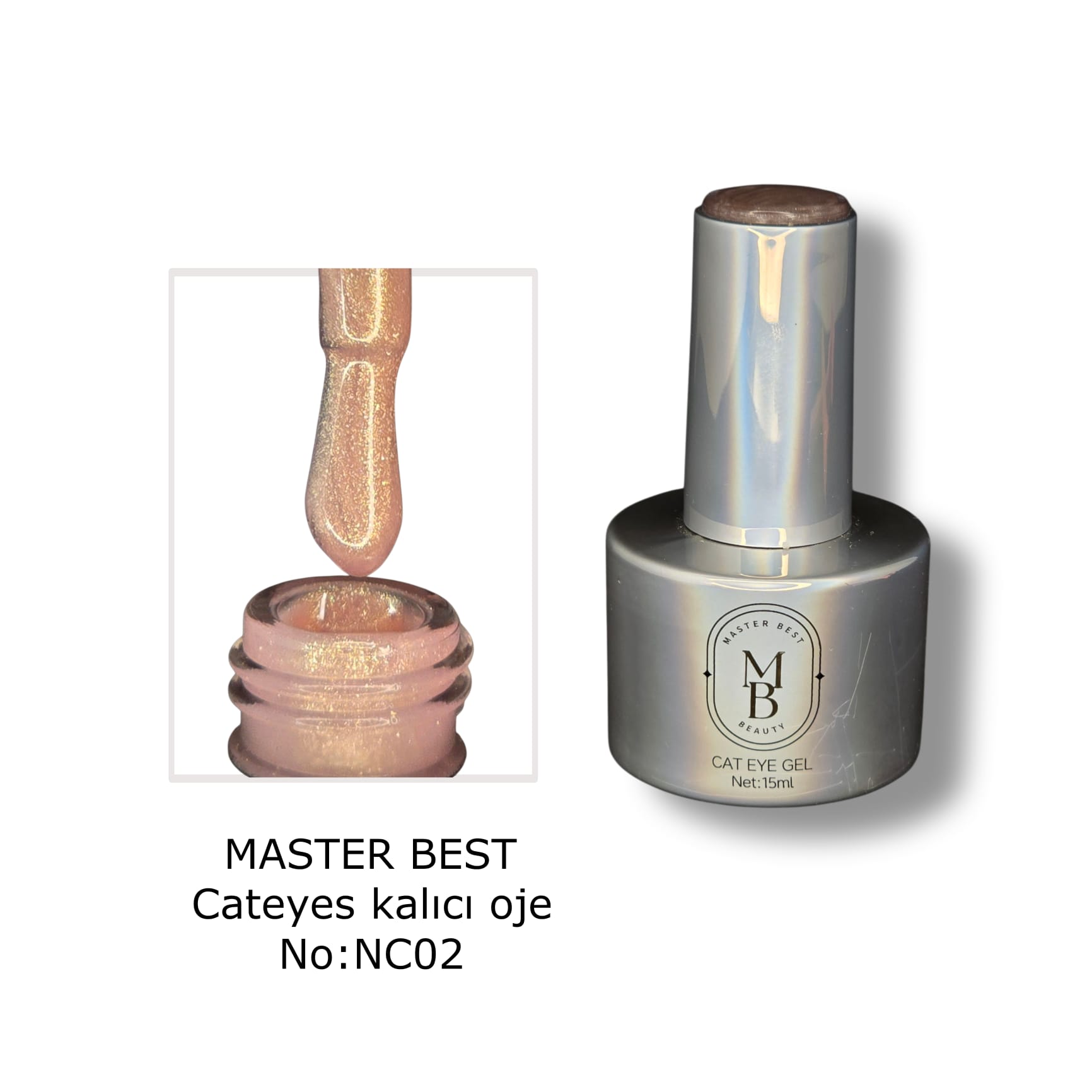 Masterbest şeffaf nude altın kedi gözü kalıcı oje NC02 15ml