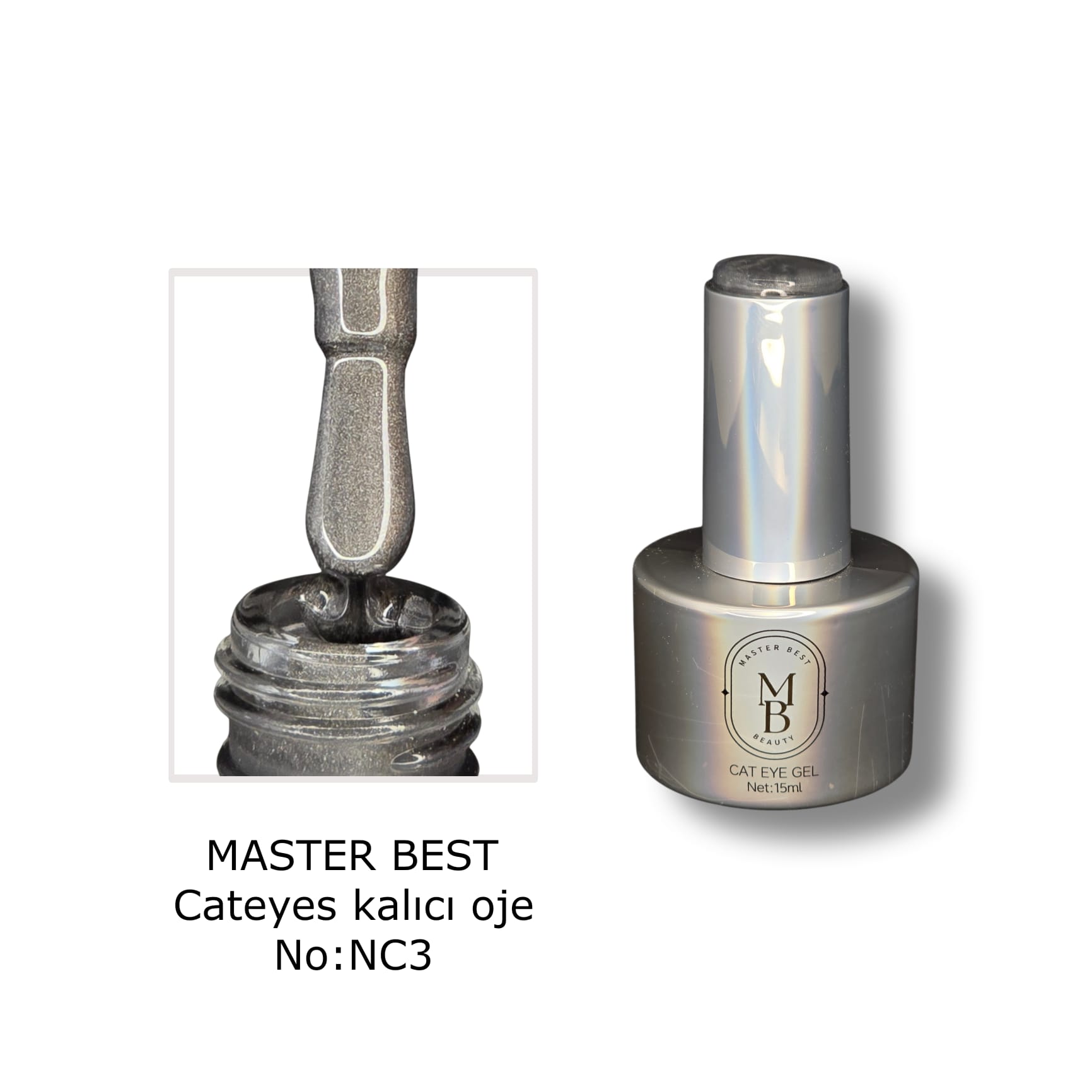 Masterbest saf siyah kedi gözü kalıcı oje NC03 15ml
