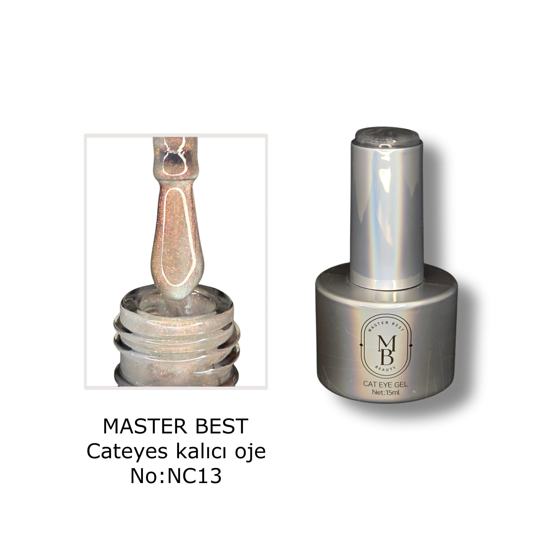 Masterbest buz gri altın duokrom kedi gözü kalıcı oje NC13 15ml