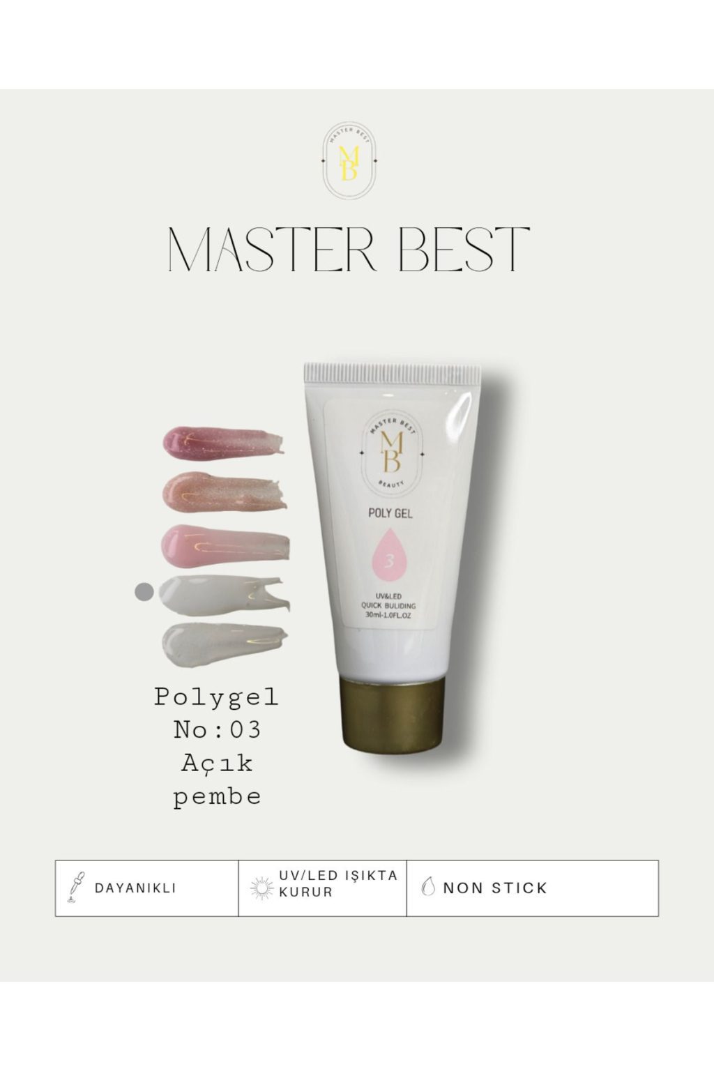 Masterbest açık pembe polygel po03 30ml